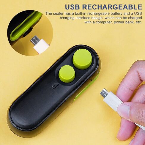 Mini Bag Sealer, 2 In 1 Heat Sealer and Cutter, USB Rechargeable Food Snack Saver, Plastic Bags Seal Machine with Magnetic Design, Vacuum Machine for Snack Chip Food Storage in Kuwait