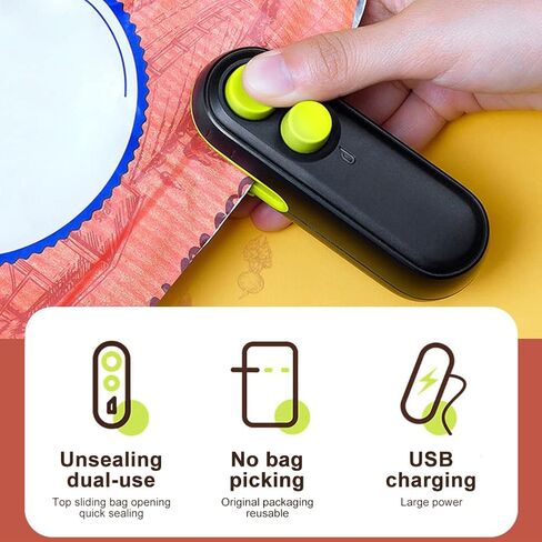 Mini Bag Sealer, 2 In 1 Heat Sealer and Cutter, USB Rechargeable Food Snack Saver, Plastic Bags Seal Machine with Magnetic Design, Vacuum Machine for Snack Chip Food Storage in Kuwait