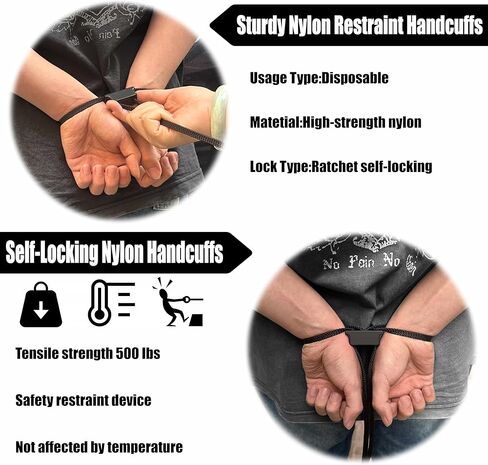 Disposable Handcuffs for Emergency, Roleplay & Security – Dual-Use Ankle & Wrist Restraints, Lightweight Nylon Tie Straps with Quick-Loop Buckle for Law Enforcement (5-Pack) (Black) in Saudi Arabia