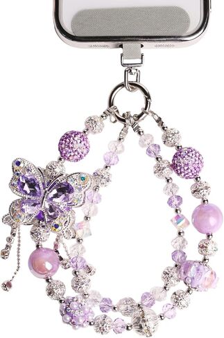 Butterfly Jeweled Phone Charms Strap Luxurious Phone Wrist Strap Vintage Cellphone Chain in Saudi Arabia