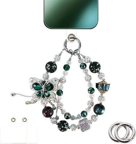 Butterfly Jeweled Phone Charms Strap Luxurious Phone Wrist Strap Vintage Cellphone Chain in Saudi Arabia