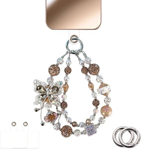 Butterfly Jeweled Phone Charms Strap Luxurious Phone Wrist Strap Vintage Cellphone Chain in Saudi Arabia
