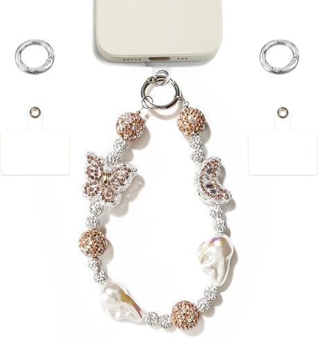 Butterfly Jeweled Phone Charms Strap Luxurious Phone Wrist Strap Vintage Cellphone Chain in Saudi Arabia