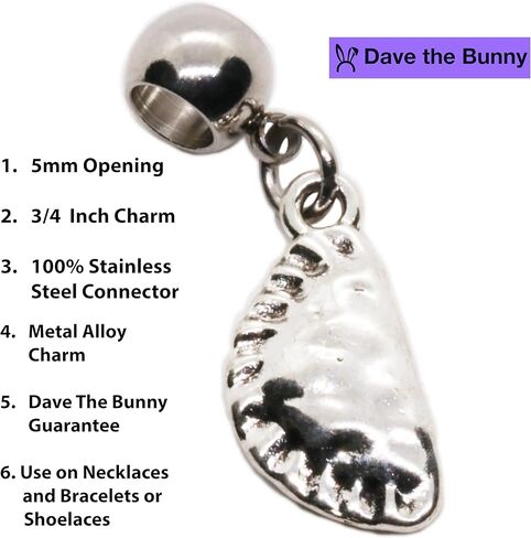 Dave The Bunny Pierogi Charm - Dumpling Charm Stainless Steel Connector with Metal Alloy Polish Food Ravioli Pierogies Dumpling Empanada to go with your Pierogi Maker Press in Saudi Arabia