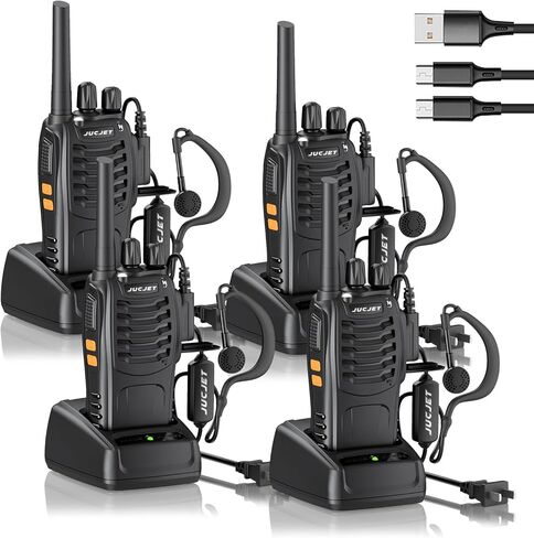 H888S （4 Pack） Walkie Talkies Handheld Two Way Radio with Original Earpieces, 2-Way Radios UHF Handheld Transceiver Walky Talky, with 2-in-1 Type-C Charging Cable&Charging Station（4 Pack） in Saudi Arabia