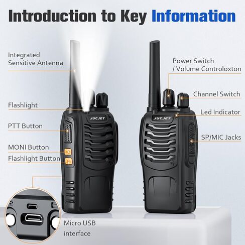 H888S （4 Pack） Walkie Talkies Handheld Two Way Radio with Original Earpieces, 2-Way Radios UHF Handheld Transceiver Walky Talky, with 2-in-1 Type-C Charging Cable&Charging Station（4 Pack） in Saudi Arabia