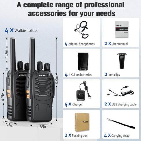H888S （4 Pack） Walkie Talkies Handheld Two Way Radio with Original Earpieces, 2-Way Radios UHF Handheld Transceiver Walky Talky, with 2-in-1 Type-C Charging Cable&Charging Station（4 Pack） in Saudi Arabia