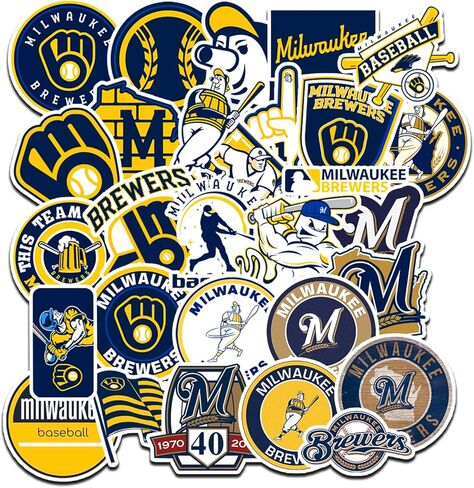 30 قطعة من ملصقات Milwaukee Baseball Brewers لأجهزة الكمبيوتر المحمول وزجاجة المياه ونافذة السيارة وسجل القصاصات وخوذة لوح التزلج وشارات الفينيل الرائعة للأطفال والمراهقين والبالغين والمشجعين هدايا مستوحاة من صانعي البيرة الأقوياء in Kuwait