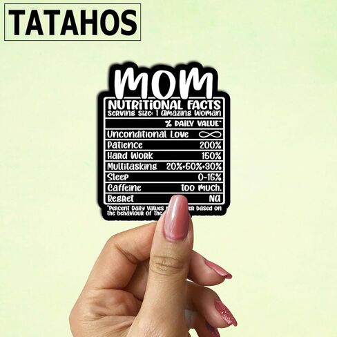 (3Pcs) Mom Nutritional Facts Sticker – Funny Waterproof Vinyl Decal for Laptop, Journal, Water Bottle, Mirror, Notebook – Motherhood Appreciation Gifts for Mom, Wife, or Grandma, Mother Day 3"x2.3" in Saudi Arabia