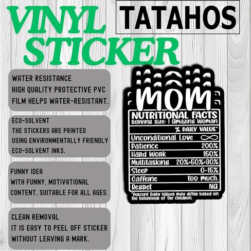 (3Pcs) Mom Nutritional Facts Sticker – Funny Waterproof Vinyl Decal for Laptop, Journal, Water Bottle, Mirror, Notebook – Motherhood Appreciation Gifts for Mom, Wife, or Grandma, Mother Day 3"x2.3" in Saudi Arabia
