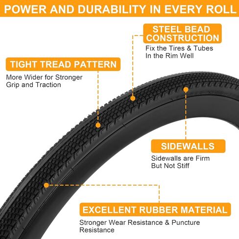 2-Pack 700x28c Bike Tire Tube, 700c Road Bike Tires & Tubes, Folding Replacement Bicycle Tires for City Commuter Road in Saudi Arabia