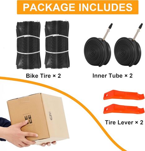 2-Pack 700x28c Bike Tire Tube, 700c Road Bike Tires & Tubes, Folding Replacement Bicycle Tires for City Commuter Road in Saudi Arabia