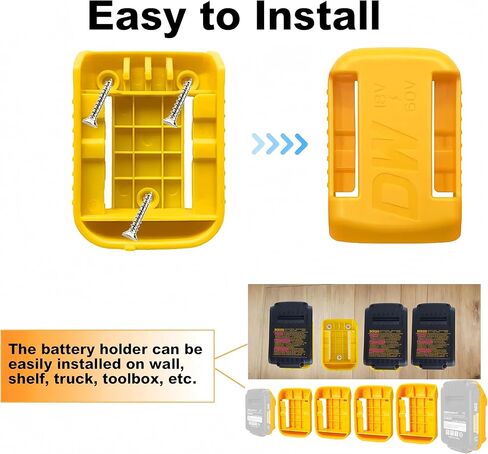 حامل بطارية Rivershine 14 حزمة متوافق مع بطارية Dewalt 20V، رف تخزين مثبت على الحائط لبطاريات DCB200 DCB203 DCB204 DCB205 DCB606 - المرآب، منظم شاحنة العمل (مع 42 براغي، بدون بطارية) in Kuwait