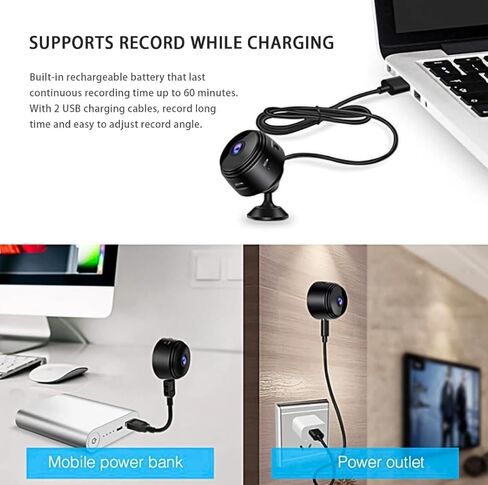 Mini Wireless Security Camera Rechargeable WiFi Camera, Portable Indoor Monitoring Camera with App Control and HD Video in Saudi Arabia