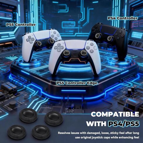 Controller Thumb Grips Replacement Caps, for PS4/PS5 Controller 12 Pack, Premium Joystick Caps for Enhanced Grip and Precision, Anti-Fingerprint, Anti-Slip, Anti-Scratch (Black) in Saudi Arabia