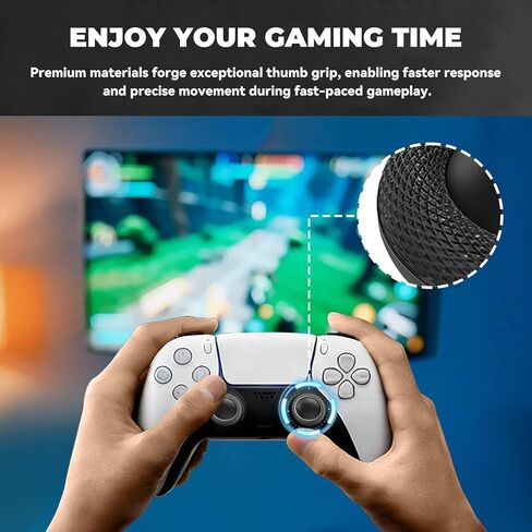 Controller Thumb Grips Replacement Caps, for PS4/PS5 Controller 12 Pack, Premium Joystick Caps for Enhanced Grip and Precision, Anti-Fingerprint, Anti-Slip, Anti-Scratch (Black) in Saudi Arabia