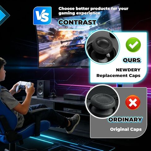 Controller Thumb Grips Replacement Caps, for PS4/PS5 Controller 12 Pack, Premium Joystick Caps for Enhanced Grip and Precision, Anti-Fingerprint, Anti-Slip, Anti-Scratch (Black) in Saudi Arabia
