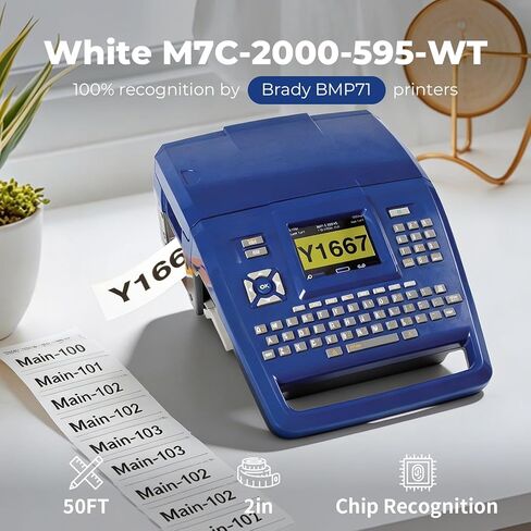 Replacement Vinyl Label Tape for Brady BMP71 Printers，White M7C-2000-595-WT with All Weather Permanent Adhesive,2" x 50' BMP71 Vinyl Label Tape for Industrial Labeling in Saudi Arabia