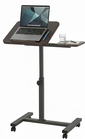 Displays By Jack Adjustable Height Rolling Laptop Desk with Tilting Top & Side Shelf – Mobile Sit Stand Computer Table on Wheels for Home Office, Classroom, Study Room in Saudi Arabia