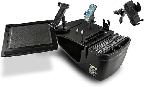 AutoExec Reach Desk Front Seat Car Desk and Portable Workstation with Printer Stand, Phone Mount, Tablet Mount and Phone Vent Clip, Black in Saudi Arabia