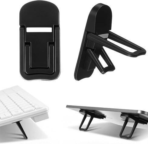Xinjoduz 2PCS Mini Portable Keyboard Riser, Adjustable Foldable Laptop Keyboard Stand with Dual Tilt Angle Settings, Self-Adhesive Invisible Computer Keyboards Stand and Notebook Lift for Desk(Black) in Saudi Arabia