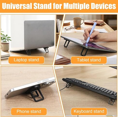 Xinjoduz 2PCS Mini Portable Keyboard Riser, Adjustable Foldable Laptop Keyboard Stand with Dual Tilt Angle Settings, Self-Adhesive Invisible Computer Keyboards Stand and Notebook Lift for Desk(Black) in Saudi Arabia