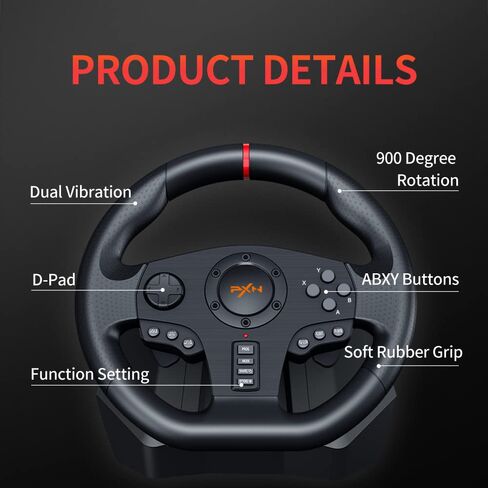 PXN PC Racing Wheel, V900 Universal Usb Car Sim 270/900 degree Race Steering Wheel with Pedals in Saudi Arabia
