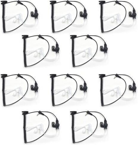 (10-Pack) Receiver/Listen Only 1Pin 2.5mm Surveillance Headset Earpiece for Remote Shoulder Speaker Microphone Motorola Kenwood Two-Way Radio with Transparent Coil Tube in Saudi Arabia