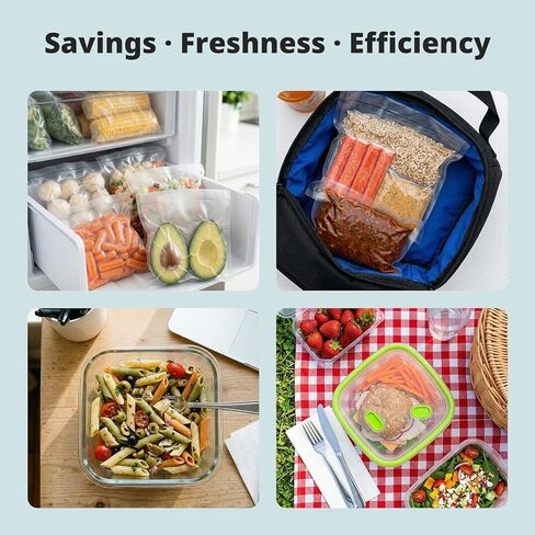 AIRMSEN 1-Step Vacuum Sealer للأغذية، 6 في 1 سدادة تفريغ أوتوماتيكية بالكامل، قاطع مدمج وتخزين الحقائب، لوحة لمس LED، أوضاع جافة ورطبة لحفظ الطعام، مجموعة أدوات للمبتدئين متضمنة in Kuwait