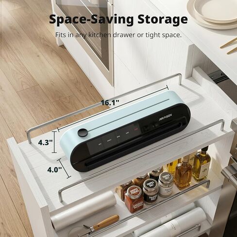 AIRMSEN 1-Step Vacuum Sealer للأغذية، 6 في 1 سدادة تفريغ أوتوماتيكية بالكامل، قاطع مدمج وتخزين الحقائب، لوحة لمس LED، أوضاع جافة ورطبة لحفظ الطعام، مجموعة أدوات للمبتدئين متضمنة in Kuwait