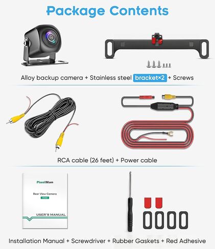 PixelMan Backup Camera, AHD 1080P Upgraded PMD3A Reverse Camera, Stainless Steel License Plate Mini Back Up Camera, IP69 Waterproof Night Vision Universal Rear View Camera for Cars,Trucks in Saudi Arabia