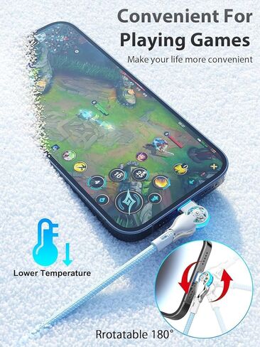 Bidirectional 90 Degree iPhone Charging Cable, 6FT 180°Rotating Left & Right Angle Lightning Charger Cable, High Speed Data Sync iPhone Charging Cord for iPhone 14/13/12/11/Pro/MAX/XR/XS/8/7/Plus/6S in Saudi Arabia