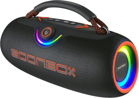 Bluetooth Speaker, 80W Portable Bluetooth Wireless Speaker - IPX6 Waterproof, Bass Boost, 24H Playtme, RGB Lights, TWS Party Pairing for Camping Beach Pool or Gifts - Black in Saudi Arabia