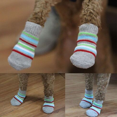 CONXKI Traction Control Cotton Socks Indoor Dog Nonskid Knit Socks 5 Pack (20 Pieces Socks), 4 Velcro and Color Shown in Saudi Arabia