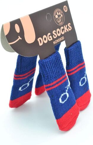 CONXKI Traction Control Cotton Socks Indoor Dog Nonskid Knit Socks 5 Pack (20 Pieces Socks), 4 Velcro and Color Shown in Saudi Arabia