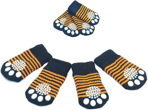 CONXKI Traction Control Cotton Socks Indoor Dog Nonskid Knit Socks 5 Pack (20 Pieces Socks), 4 Velcro and Color Shown in Saudi Arabia