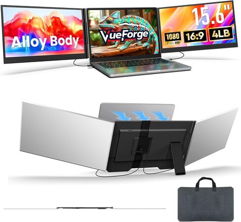 Laptop Screen Extender, 15.6" Ultra-Slim Triple Portable Monitor for Laptop, Two Cable USB-C/HDMI Plug-Play, Travel Dual Monitor for 13–17.3" Laptops, MacOS/Windows/Android in Saudi Arabia