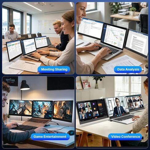 Laptop Screen Extender, 15.6" Ultra-Slim Triple Portable Monitor for Laptop, Two Cable USB-C/HDMI Plug-Play, Travel Dual Monitor for 13–17.3" Laptops, MacOS/Windows/Android in Saudi Arabia
