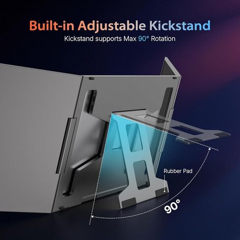 QQH 15.6 بوصة موسع شاشة الكمبيوتر المحمول، شاشة محمولة ثلاثية غير مشبكية، كابل واحد USB-C شاشة سفر لشاشتين، حامل سطح المكتب موسع شاشة الكمبيوتر المحمول لأجهزة الكمبيوتر المحمول 12 بوصة - 16 بوصة، MacOS/Windows/Android in Kuwait