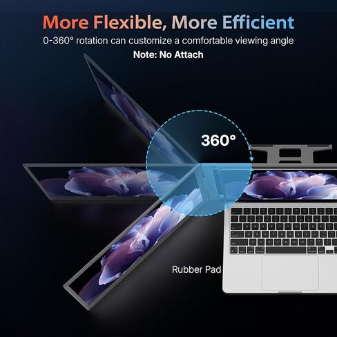 QQH 15.6 بوصة موسع شاشة الكمبيوتر المحمول، شاشة محمولة ثلاثية غير مشبكية، كابل واحد USB-C شاشة سفر لشاشتين، حامل سطح المكتب موسع شاشة الكمبيوتر المحمول لأجهزة الكمبيوتر المحمول 12 بوصة - 16 بوصة، MacOS/Windows/Android in Kuwait