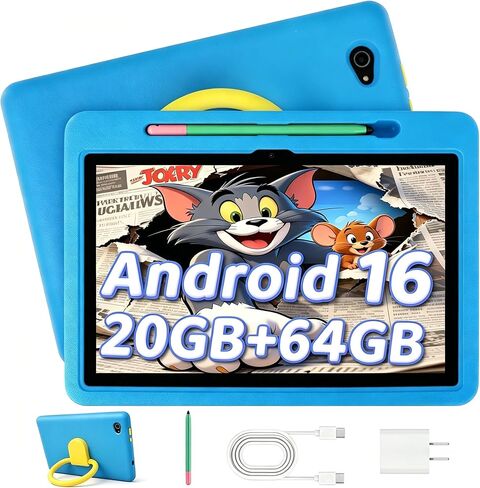 2026 جهاز لوحي للأطفال يعمل بنظام Android 16، جهاز لوحي مقاس 10 بوصات للأطفال مع ذاكرة وصول عشوائي سعتها 20 جيجابايت وذاكرة قراءة فقط 64 جيجابايت وسعة 1 تيرابايت، وبطارية 6000 مللي أمبير في الساعة، ومراقبة أبوية، ومساحة UKIDOZ للأطفال، وWidevine L1 HD، وق in Kuwait