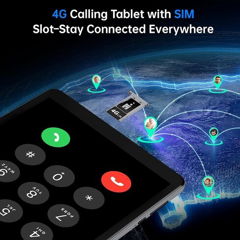 تابلت HAOVM 8 بوصة بنظام أندرويد، 4G LTE غير مقفل مع فتحة لبطاقة SIM، ثماني النواة 2.0 جيجا هرتز، 12 جيجا+64 جيجا+2 تيرابايت قابلة للتوسيع، 5100 مللي أمبير، كاميرا 8 ميجابكسل، نظام تحديد المواقع، رمادي (جهاز لوحي مع حافظة) in Kuwait