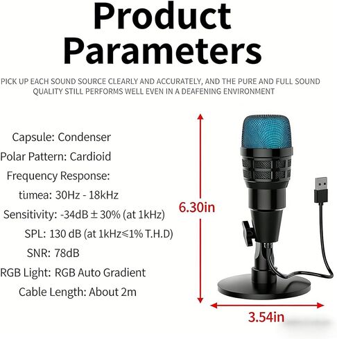 USB Condenser Mic Bundle for Streaming & Gaming | RGB Mic w/Mute, Gain, Shock Mount | PS4/5 Compatible in Saudi Arabia