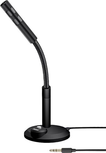 3.5mm Computer Microphone - Adjustable Desktop Gooseneck Mic Compatible with PC, Laptop - Omnidirectional Condenser Compatible with Gaming, Recording in Saudi Arabia