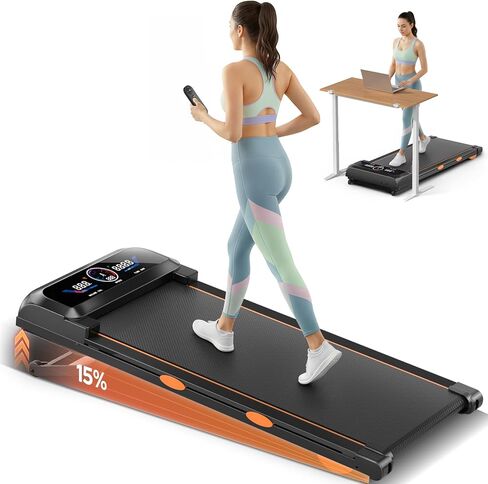 Walking Pad Treadmill with Auto Incline 15% 12-Level & Speaker, 3 in 1 Under Desk Treadmill, Walking Pad 450lbs Capacity RGB UI Screen, 3.5HP Quiet Portable Desk Treadmills for Home, APP & Remote in Saudi Arabia