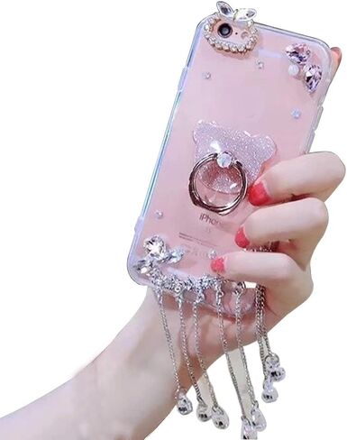 LCHDA Makeup Mirror Case for Samsung Galaxy A17 5G, Bling Glitter Clear Crystal Bright Full Diamonds Luxury Sparkle Rhinestone Bumper Protective Case Cover for Woman Girls in Kuwait