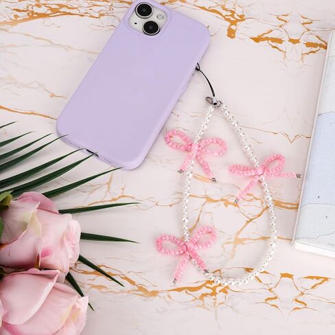 Bow Phone Charms, Pink Bow Pearl Beaded Phone Charm Cute Cellphone Accessories Pearl Bowknot Cellphone Charm Strap for Bag Keychain Camera in Saudi Arabia