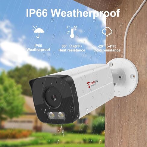 كاميرا Anpviz 4MP Bullet PoE IP مع رؤية ليلية ذكية مزدوجة الألوان، كاميرا أمان معدنية كاملة PoE داخلية/خارجية، كشف الحركة البشرية بالذكاء الاصطناعي، IP66، سلكي، NDAA، IPC-B8A43WD-S (سلسلة U) in Saudi Arabia