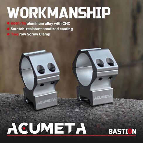 ACUMETA Bastion Scope Rings - 30mm Scope Rings Compatible with 20mm Rails, Dual Screw Clamp in Kuwait
