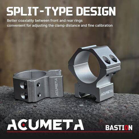ACUMETA Bastion Scope Rings - 30mm Scope Rings Compatible with 20mm Rails, Dual Screw Clamp in Kuwait
